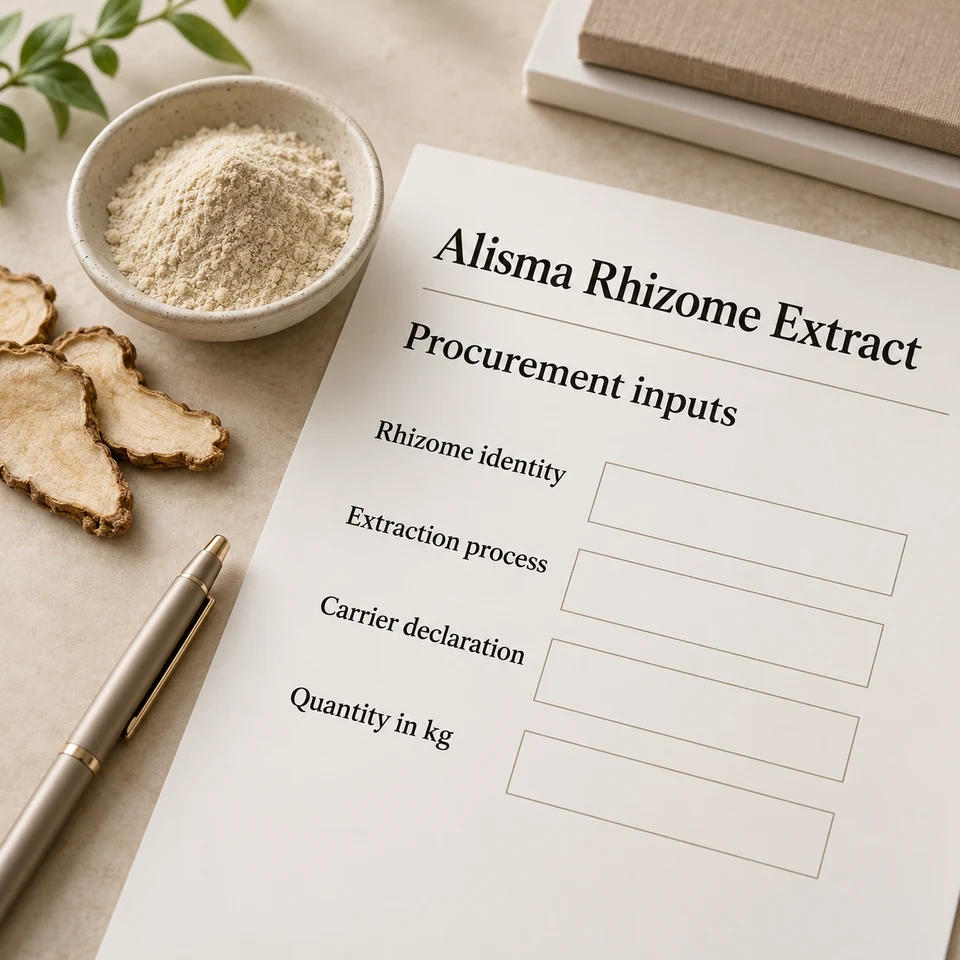 Alisma Rhizome Extract procurement questions for kg quantity, extraction, samples and documents