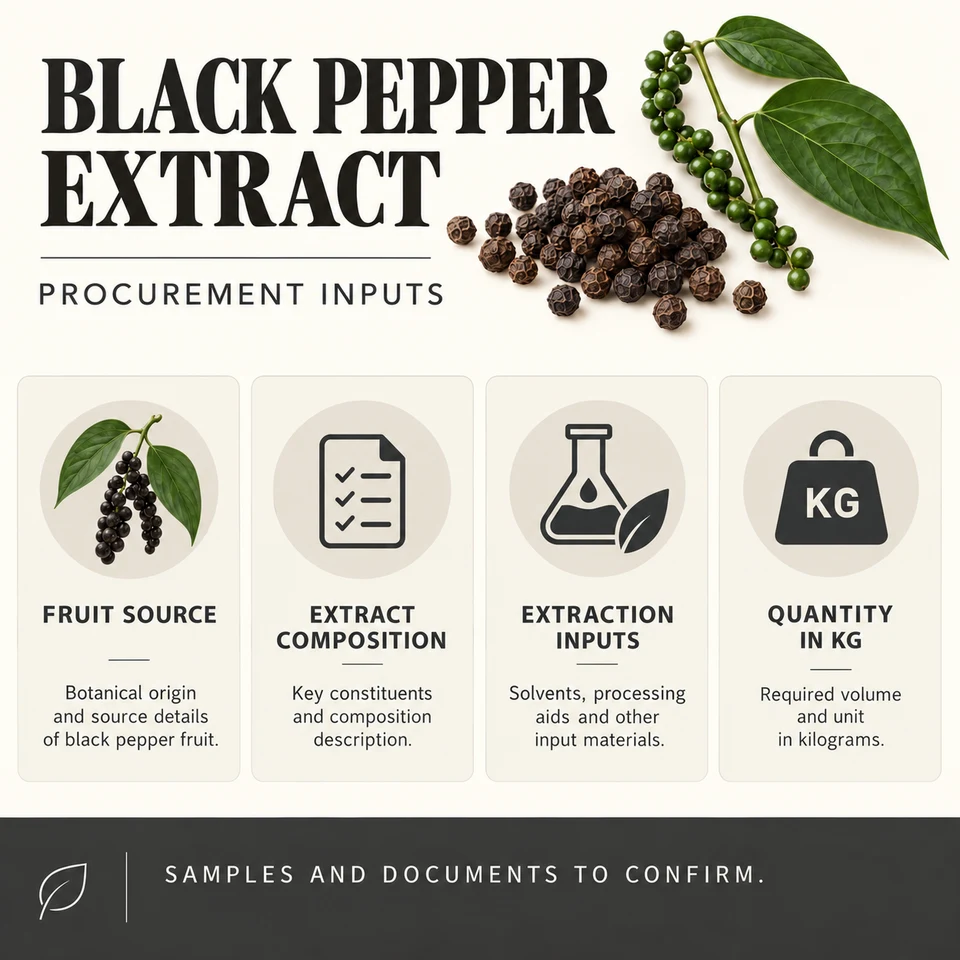 Black Pepper Extract fruit source, composition, extraction and kg procurement topics