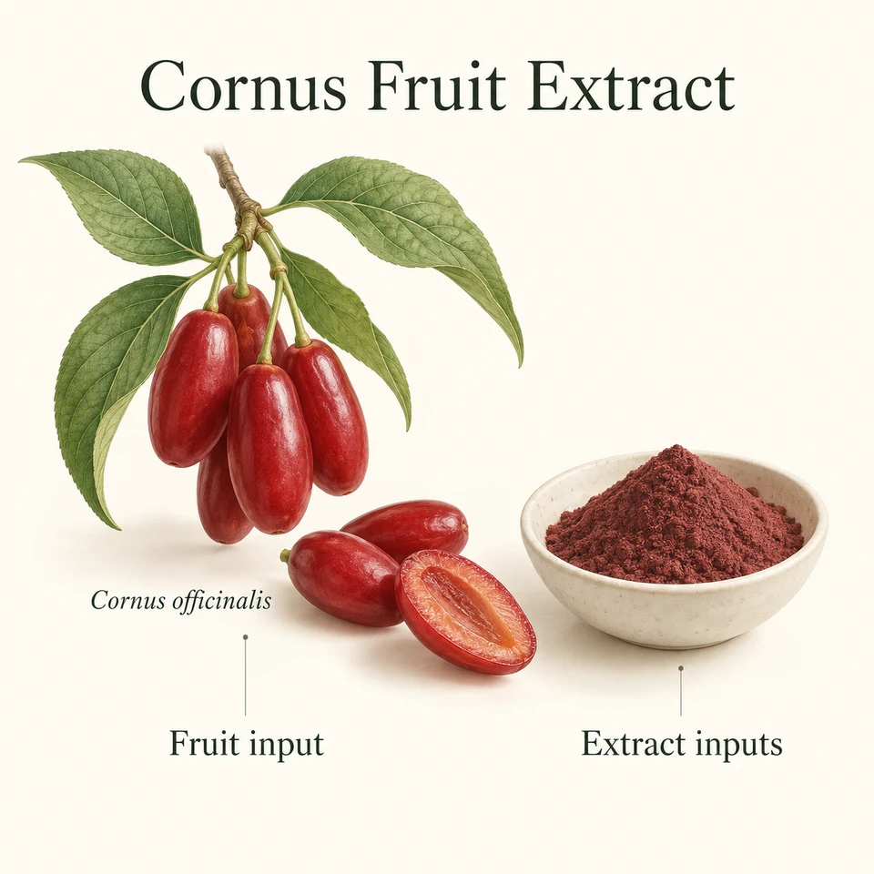 Cornus Fruit Extract source identity and requested extract inputs
