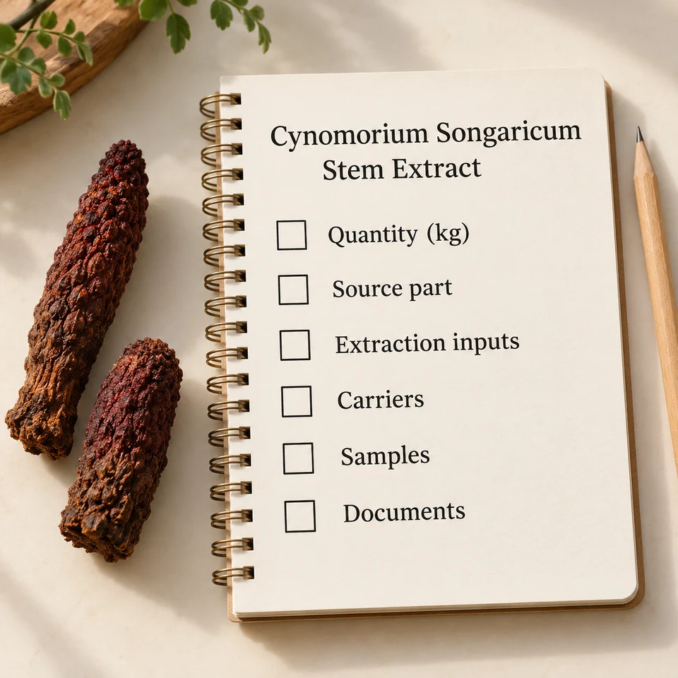 Cynomorium Songaricum Stem Extract procurement questions for kg quantity, extraction, samples and documents