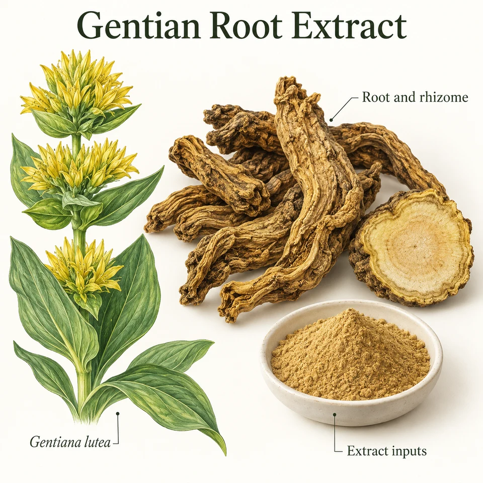 Gentian Root Extract source identity and requested extract inputs