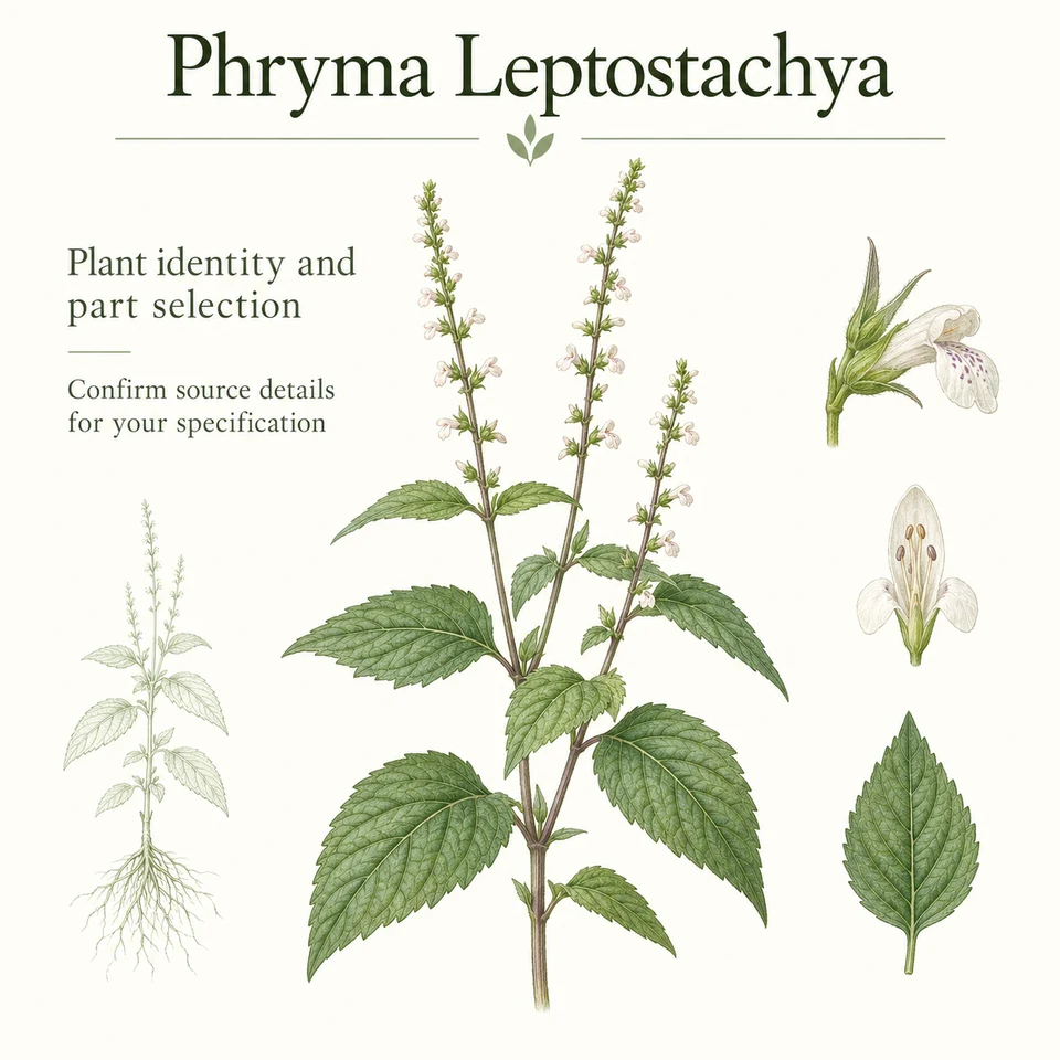 Phryma Leptostachya Extract source identity and requested extract inputs