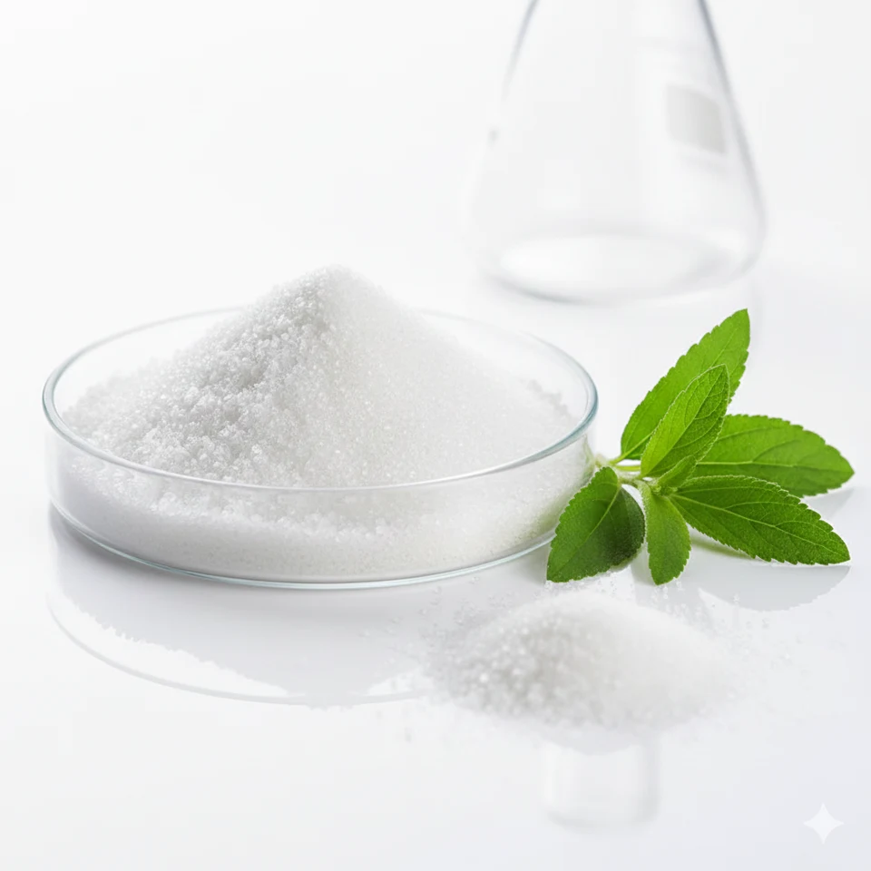Stevia leaf and powder as an extract source-concept visual