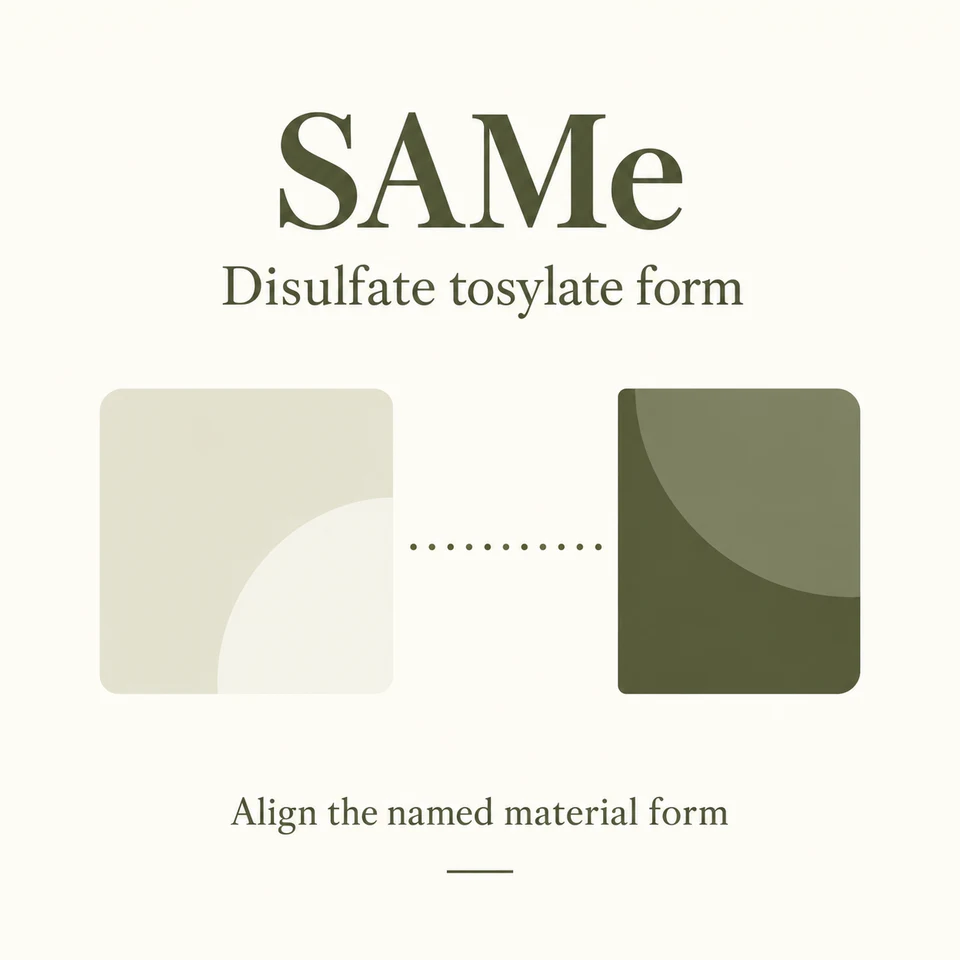 S-Adenosyl-L-Methionine Disulfate Tosylate material identity and composition inputs