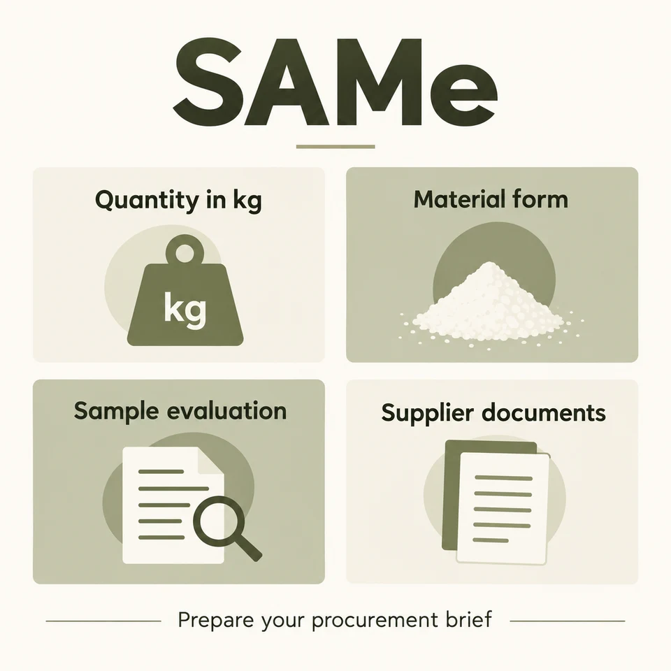S-Adenosyl-L-Methionine Disulfate Tosylate procurement questions for kg quantity, composition, samples and documents