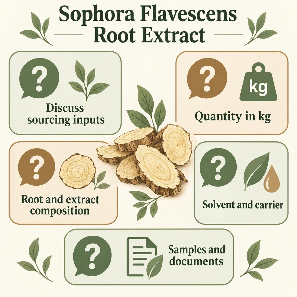 Sophora Flavescens Root Extract procurement questions for kg quantity, extraction, samples and documents