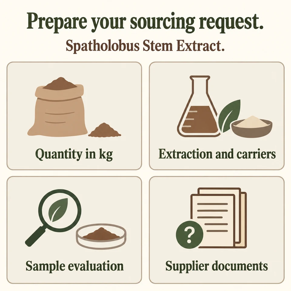Spatholobus stem extract procurement questions for kg quantity, extraction, samples and documents