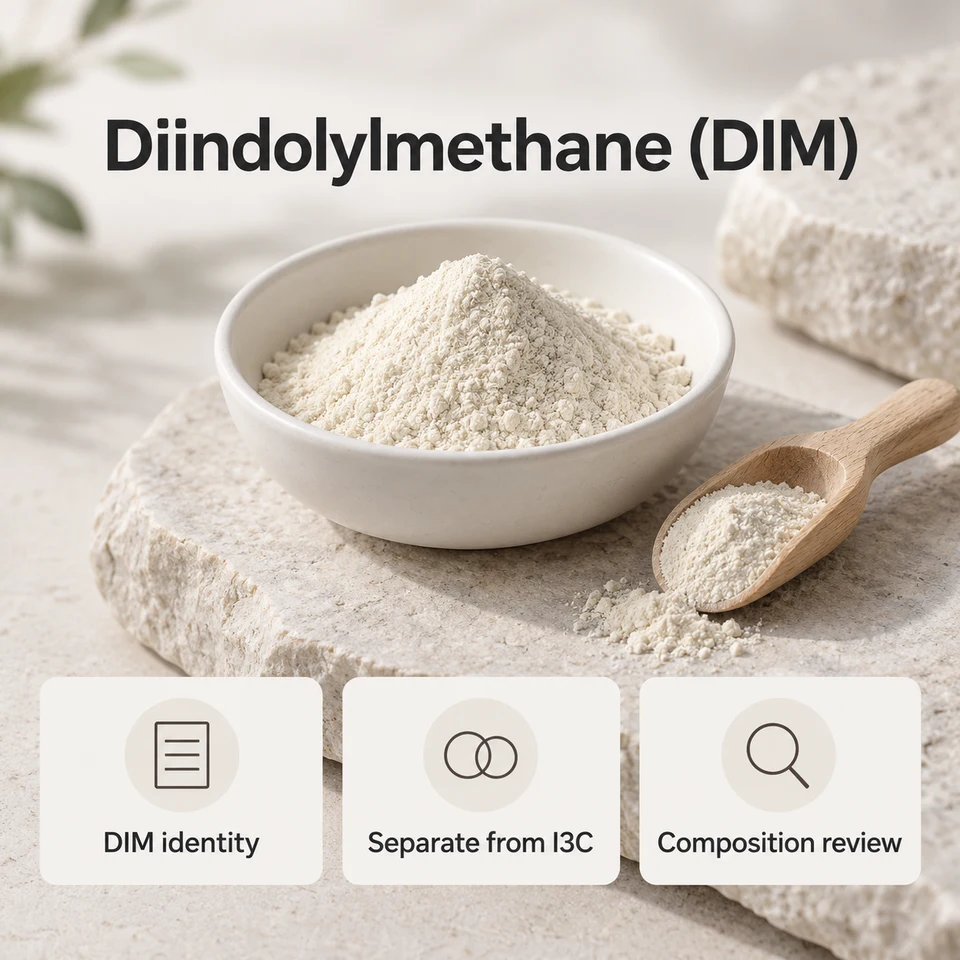 Diindolylmethane (DIM) identity and composition review context