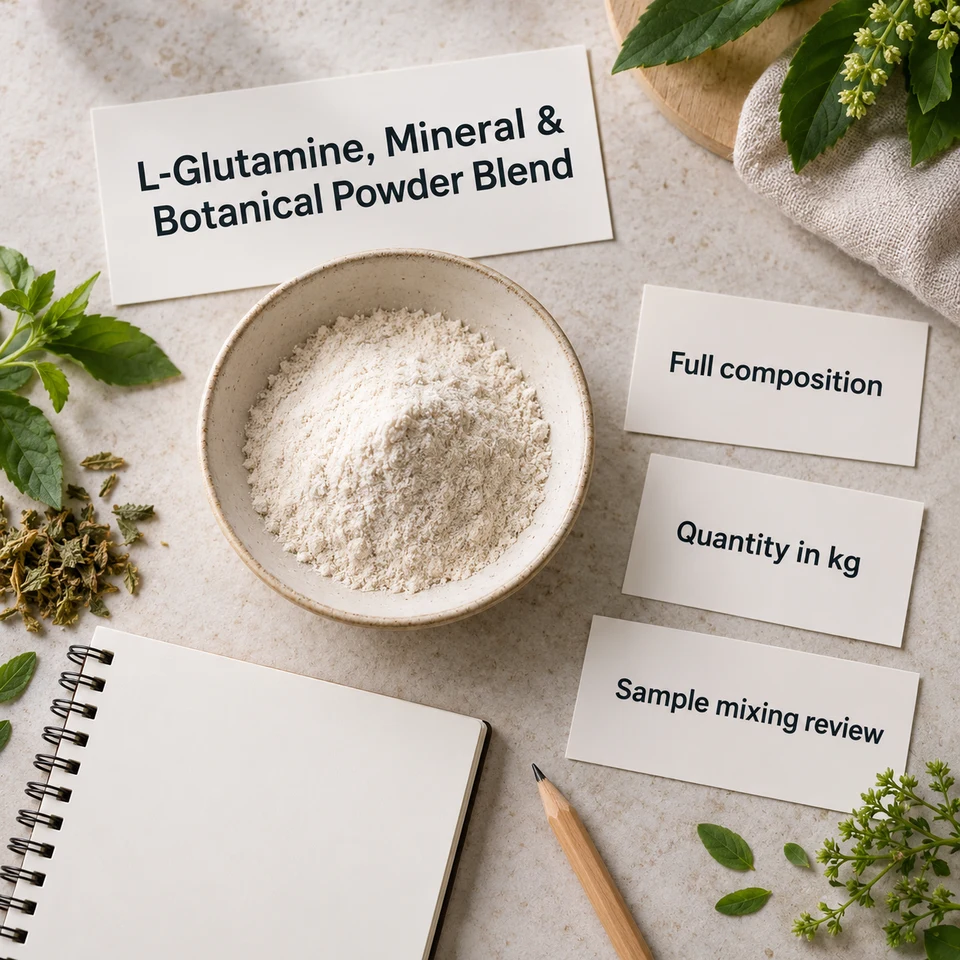 L-Glutamine, Mineral & Botanical Powder Blend procurement planning by kg