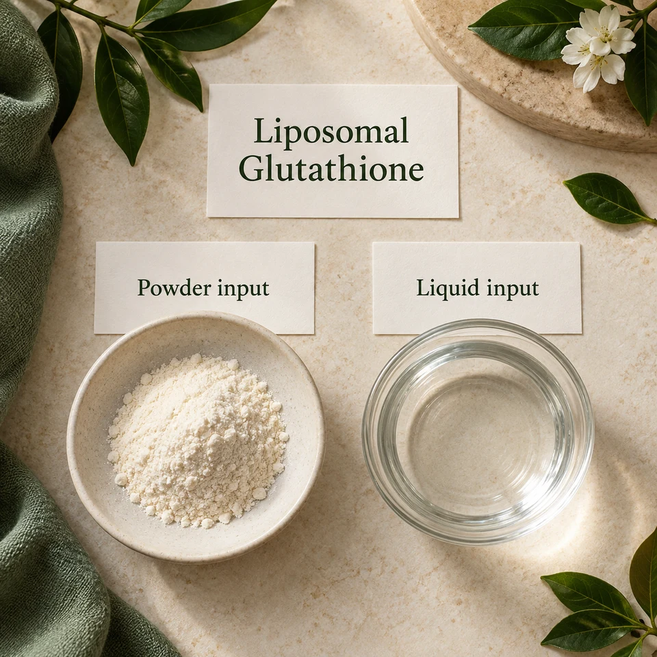 Liposomal Glutathione source and input identity context