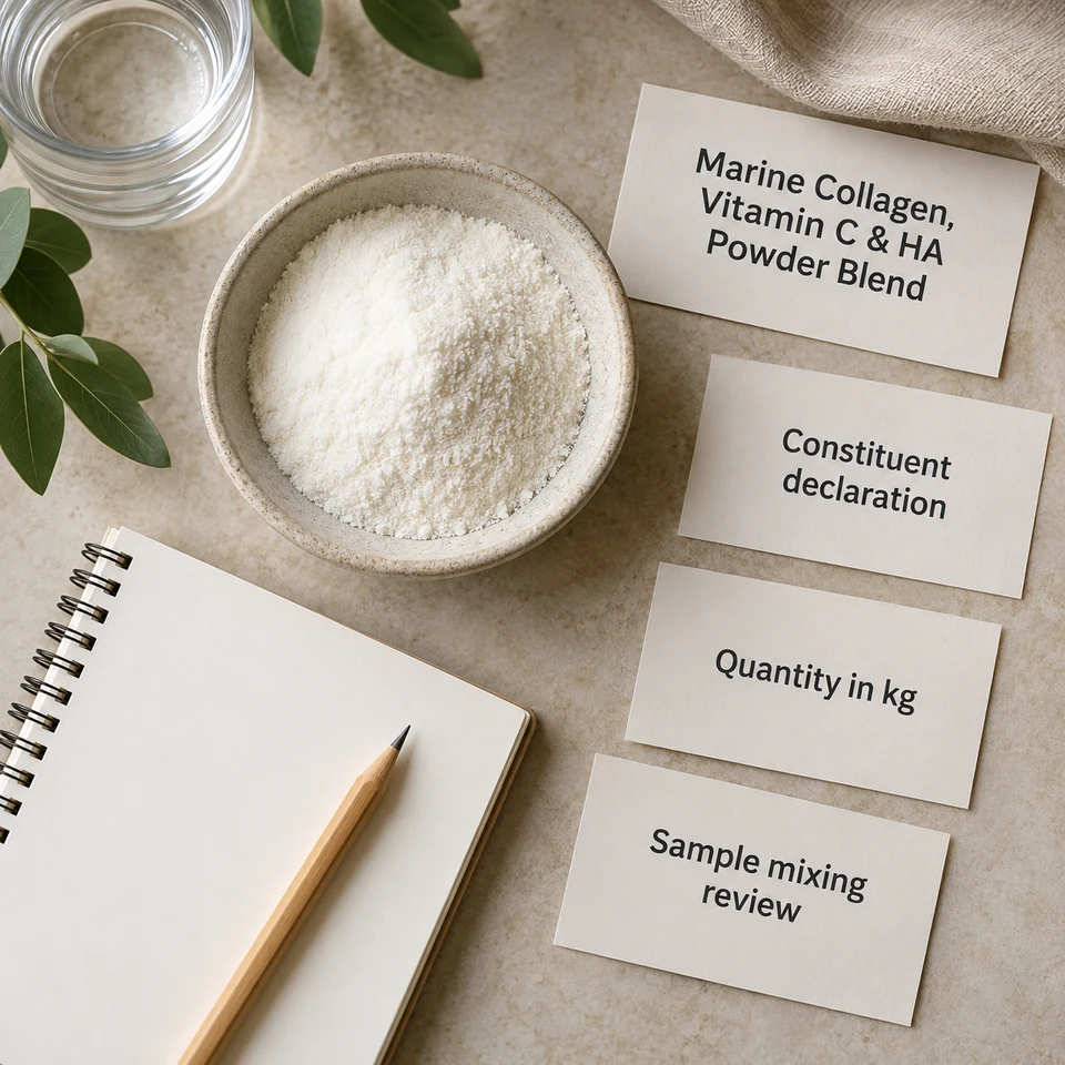 Marine Collagen, Vitamin C & HA Powder Blend procurement planning by kg