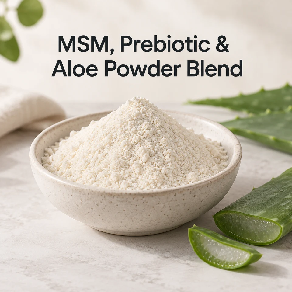 MSM, Prebiotic & Aloe Powder Blend ingredient sourcing context
