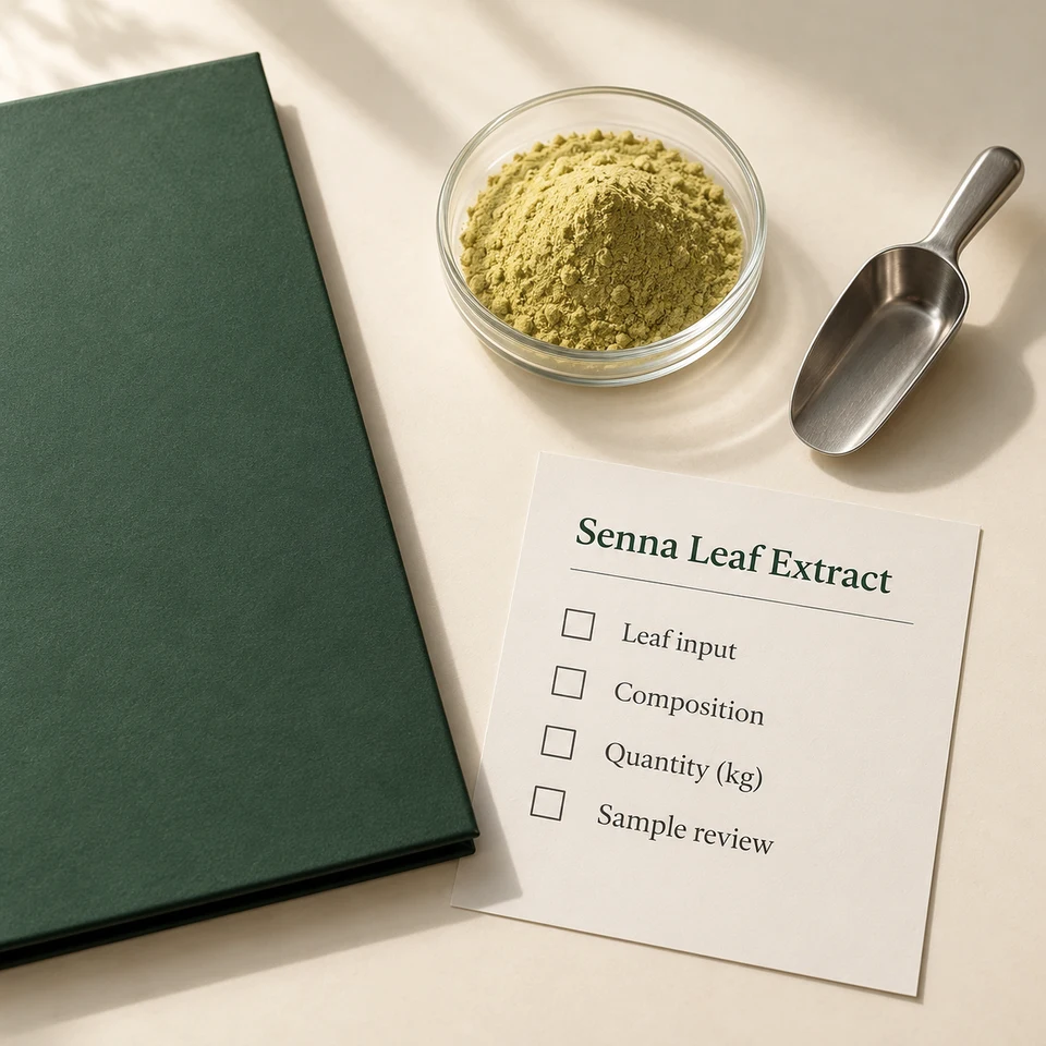 Senna leaf extract procurement planning checklist