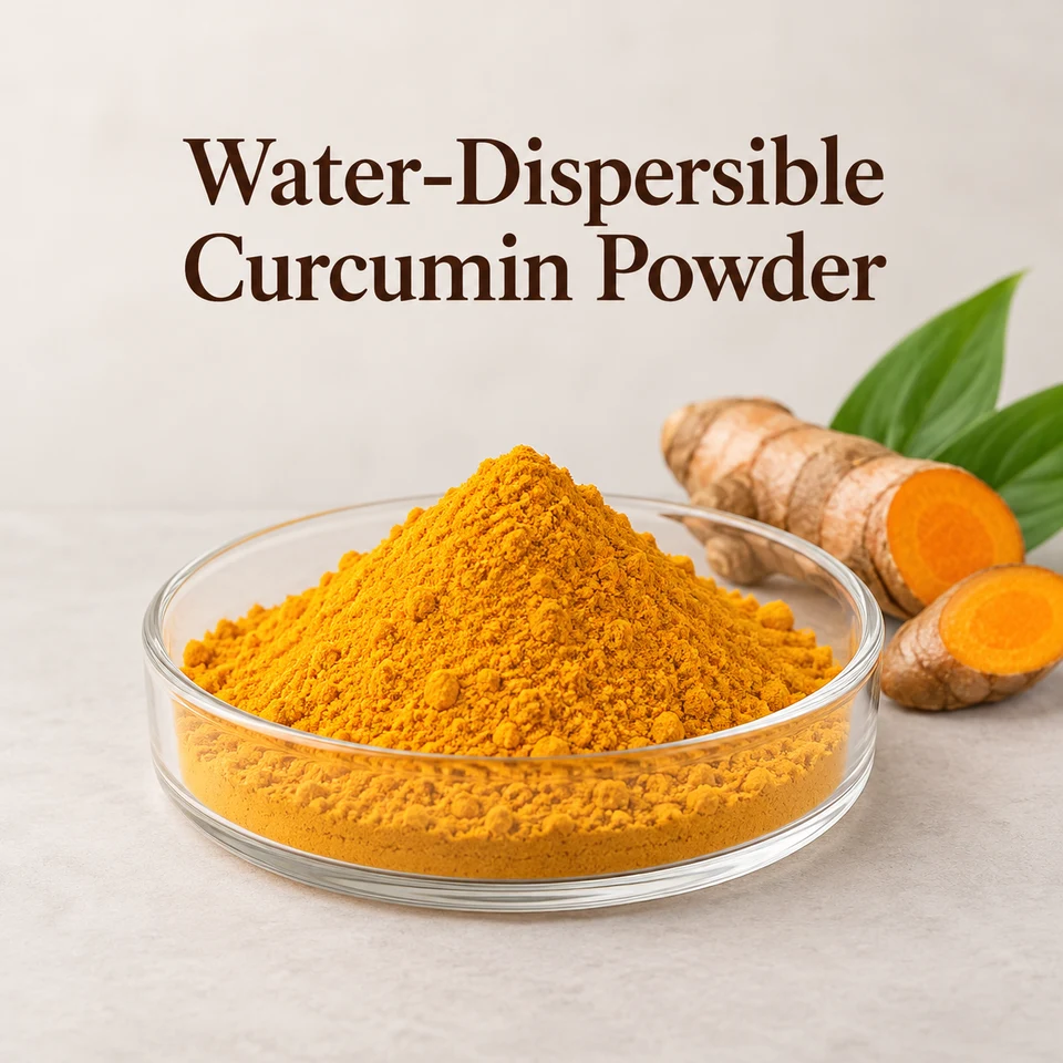 Curcumin powder and turmeric rhizome concept