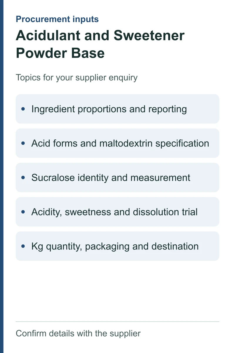 Acidulant and Sweetener Powder Base — procurement topics