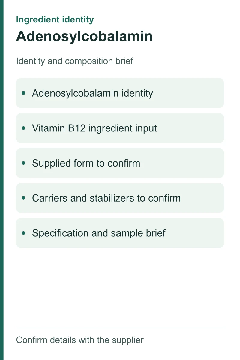 Adenosylcobalamin — ingredient inputs