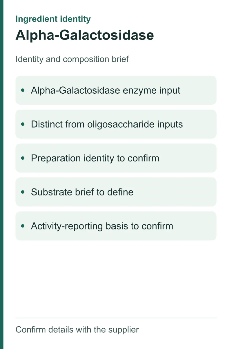 Alpha-Galactosidase — ingredient inputs