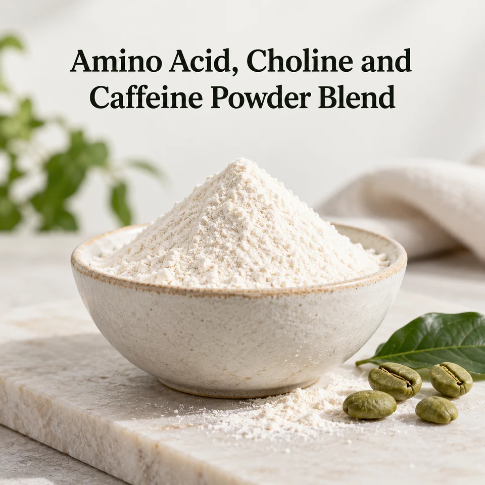 Amino Acid, Choline and Caffeine Powder Blend ingredient sourcing visual