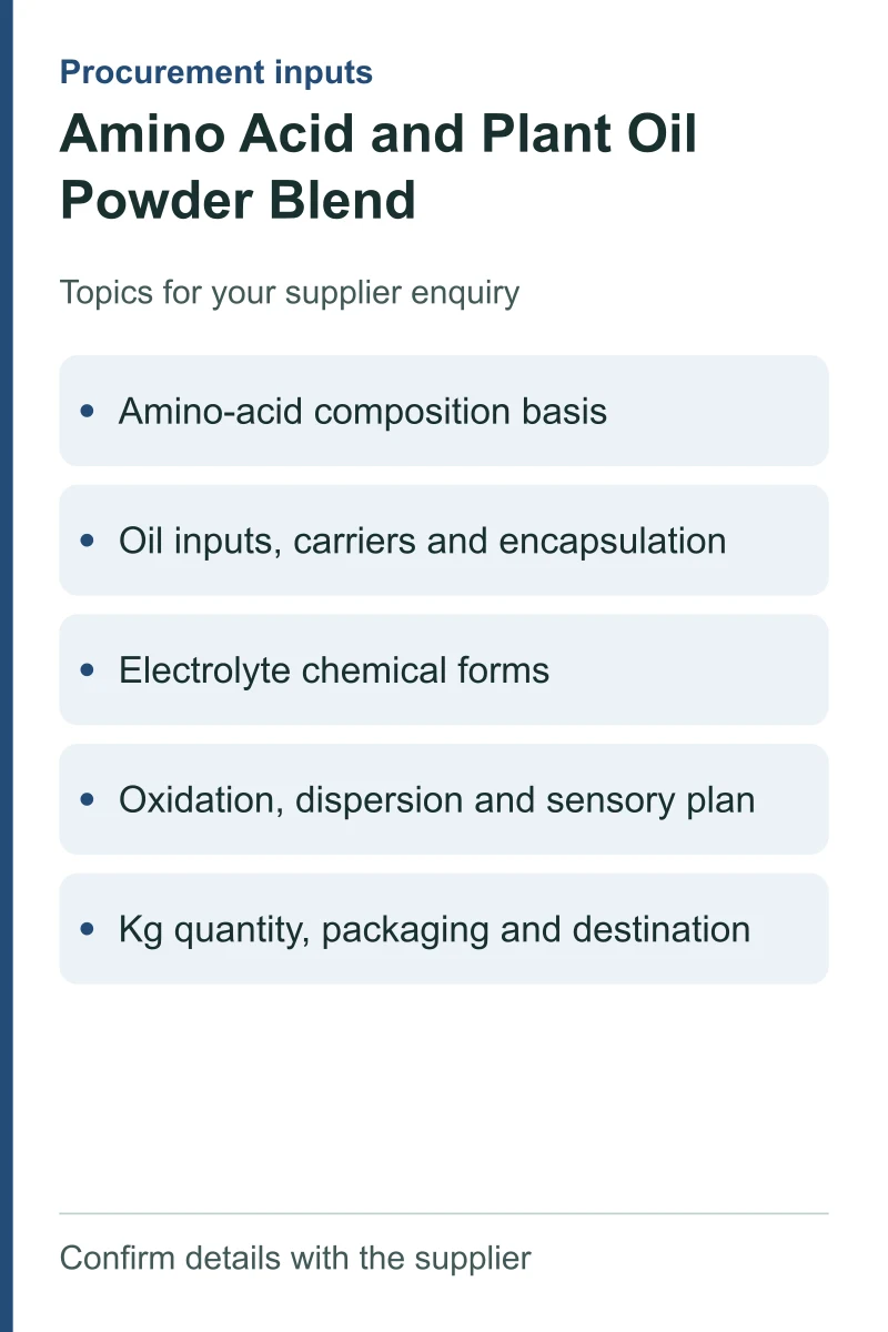 Amino Acid and Plant Oil Powder Blend — procurement topics