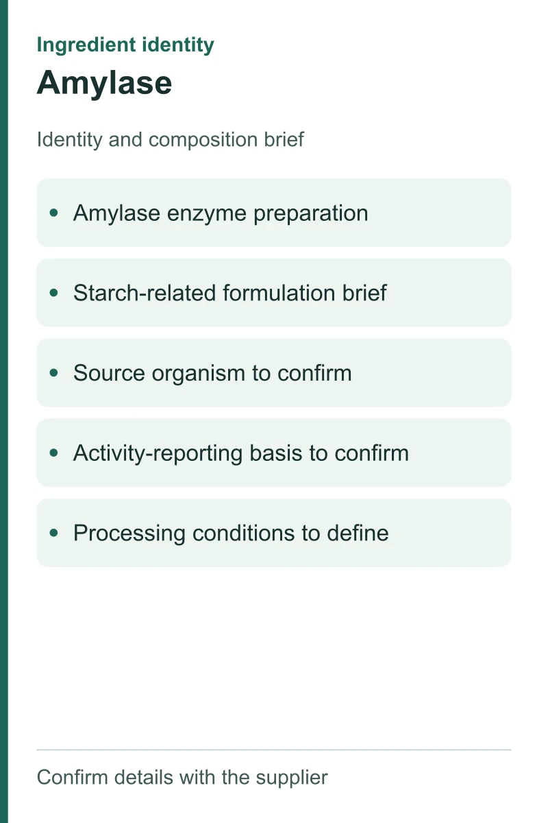 Amylase — ingredient inputs