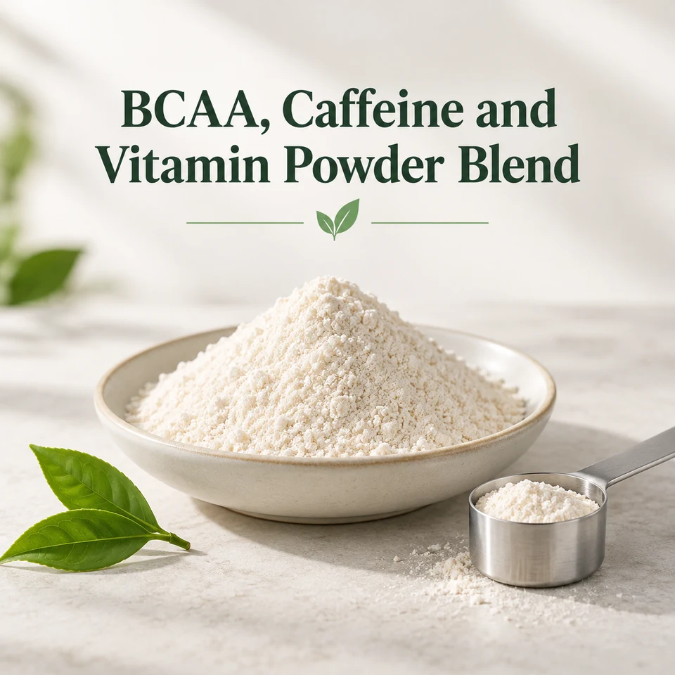 BCAA, Caffeine and Vitamin Powder Blend ingredient sourcing visual