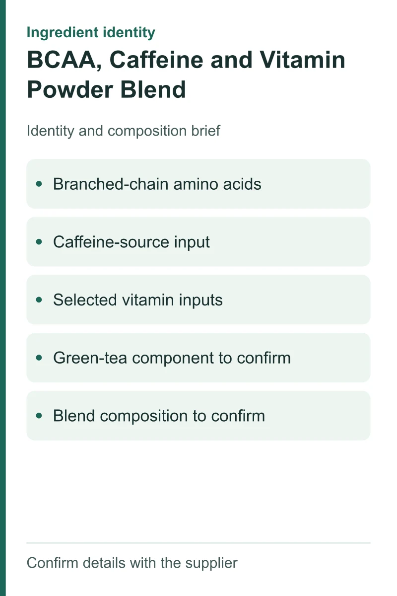 BCAA, Caffeine and Vitamin Powder Blend — ingredient inputs
