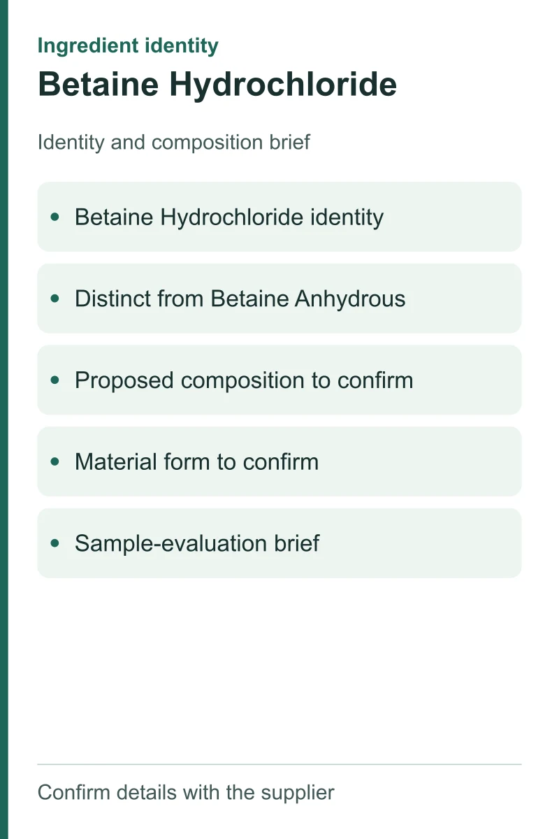 Betaine Hydrochloride — ingredient inputs