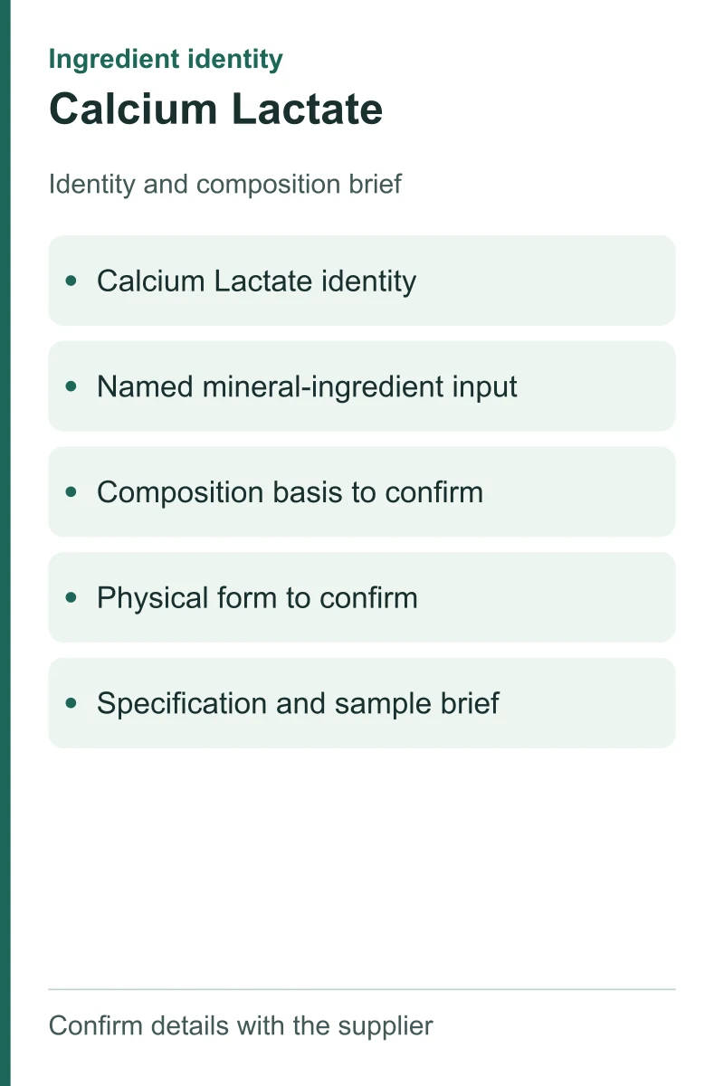 Calcium Lactate — ingredient inputs