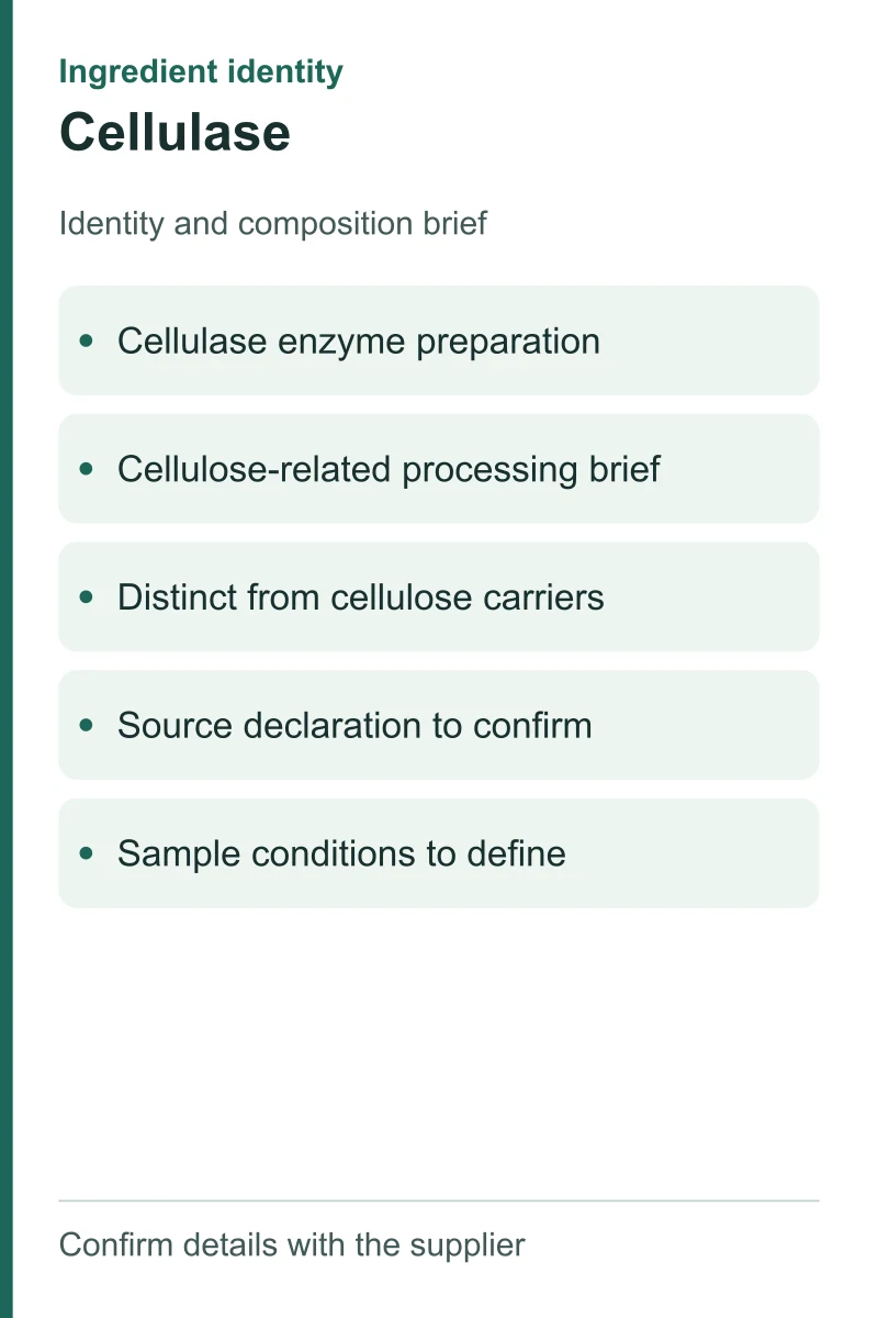 Cellulase — ingredient inputs