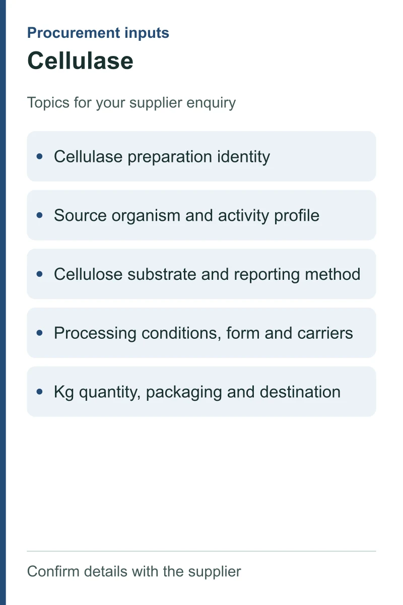 Cellulase — procurement topics