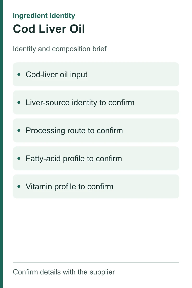 Cod Liver Oil — ingredient inputs