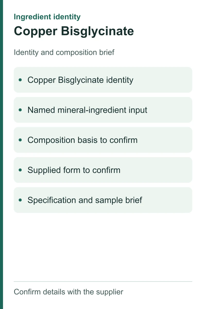 Copper Bisglycinate — ingredient inputs