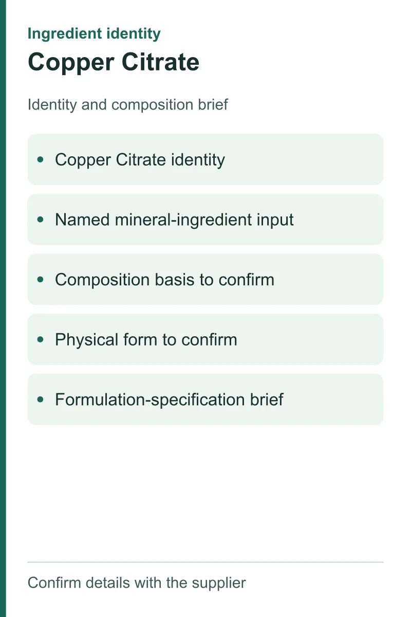 Copper Citrate — ingredient inputs
