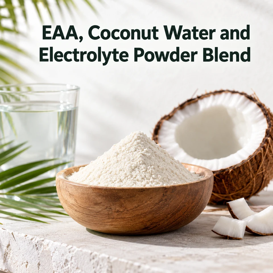 EAA, Coconut Water and Electrolyte Powder Blend ingredient sourcing visual