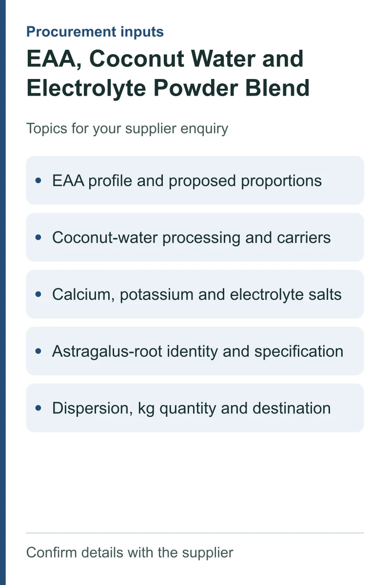 EAA, Coconut Water and Electrolyte Powder Blend — procurement topics