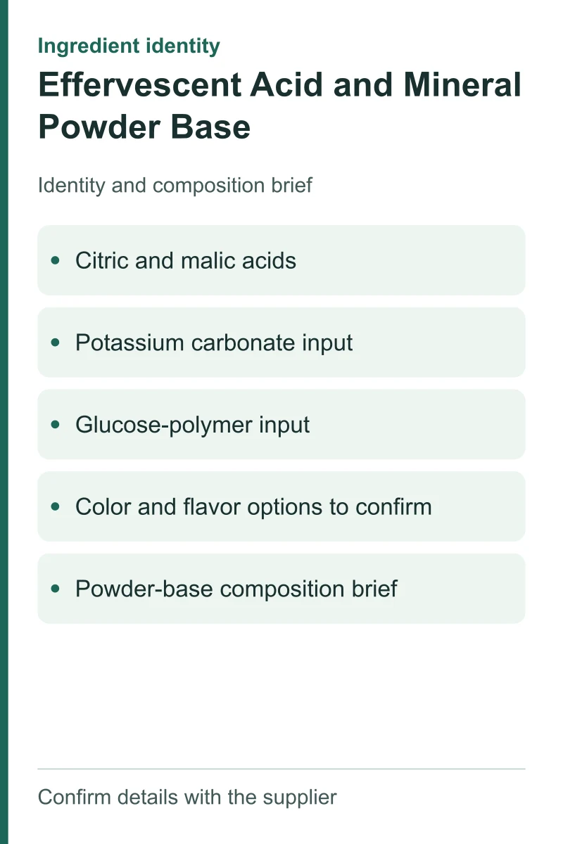 Effervescent Acid and Mineral Powder Base — ingredient inputs