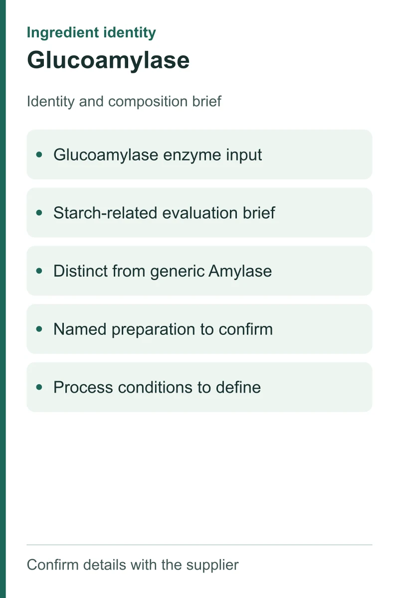 Glucoamylase — ingredient inputs