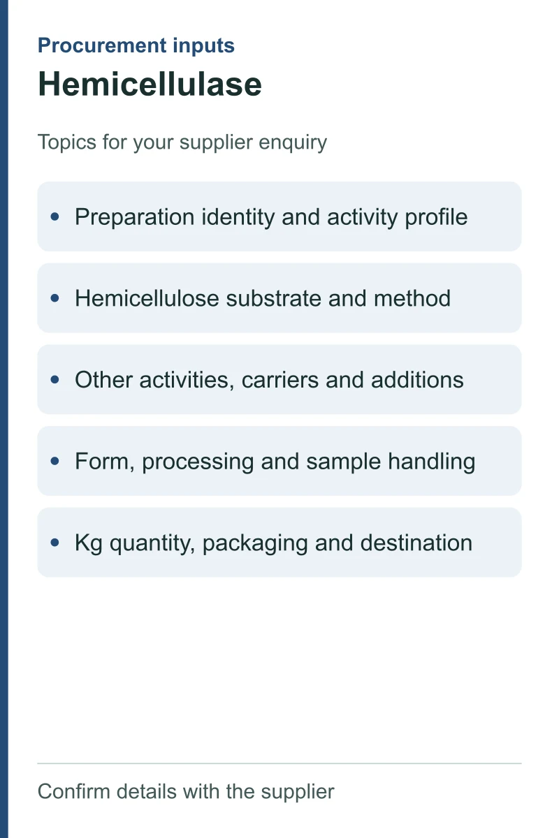 Hemicellulase — procurement topics