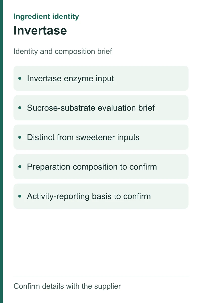 Invertase — ingredient inputs
