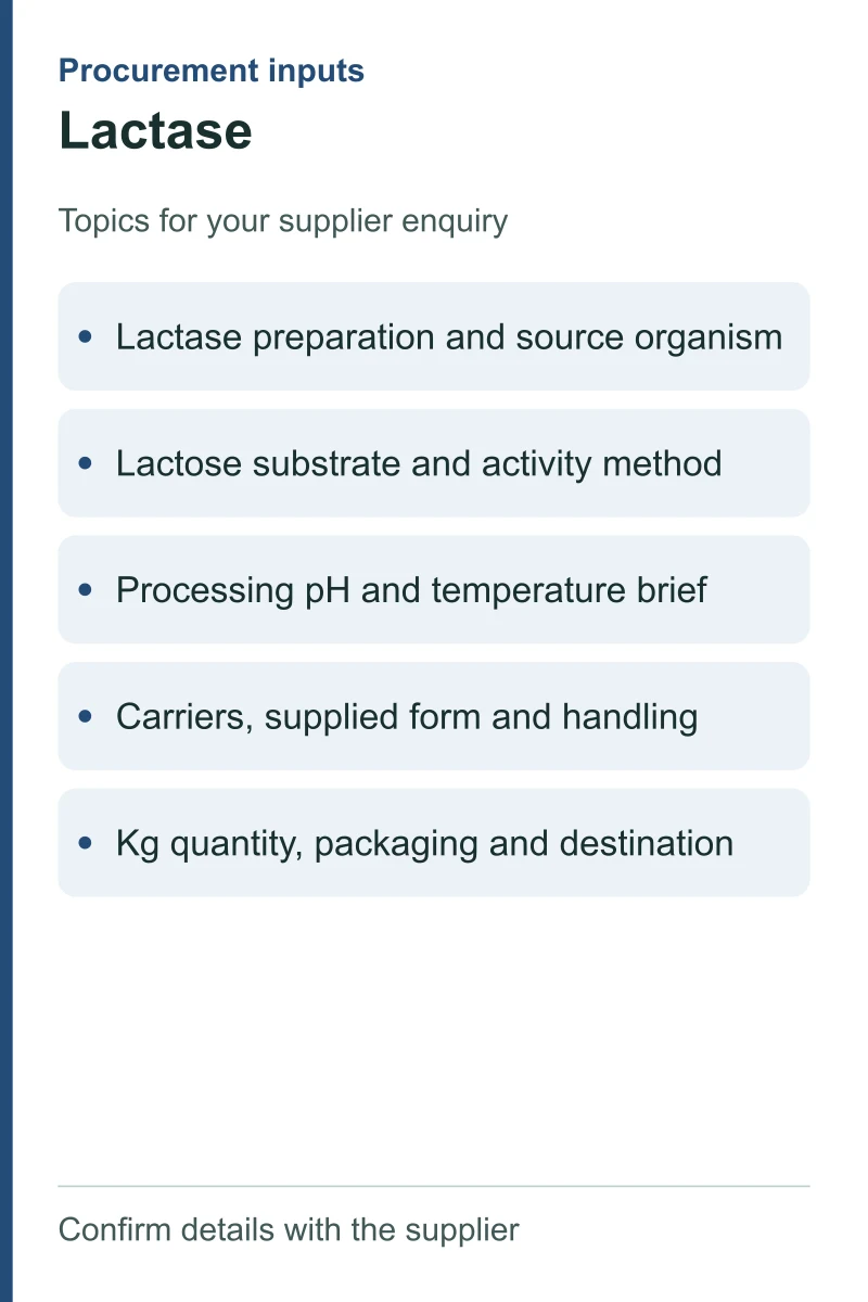 Lactase — procurement topics