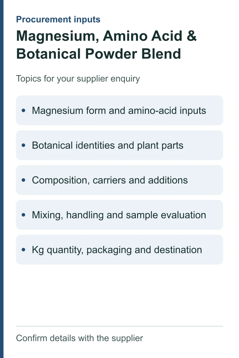 Magnesium, Amino Acid & Botanical Powder Blend — procurement topics
