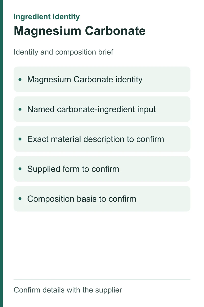 Magnesium Carbonate — ingredient inputs