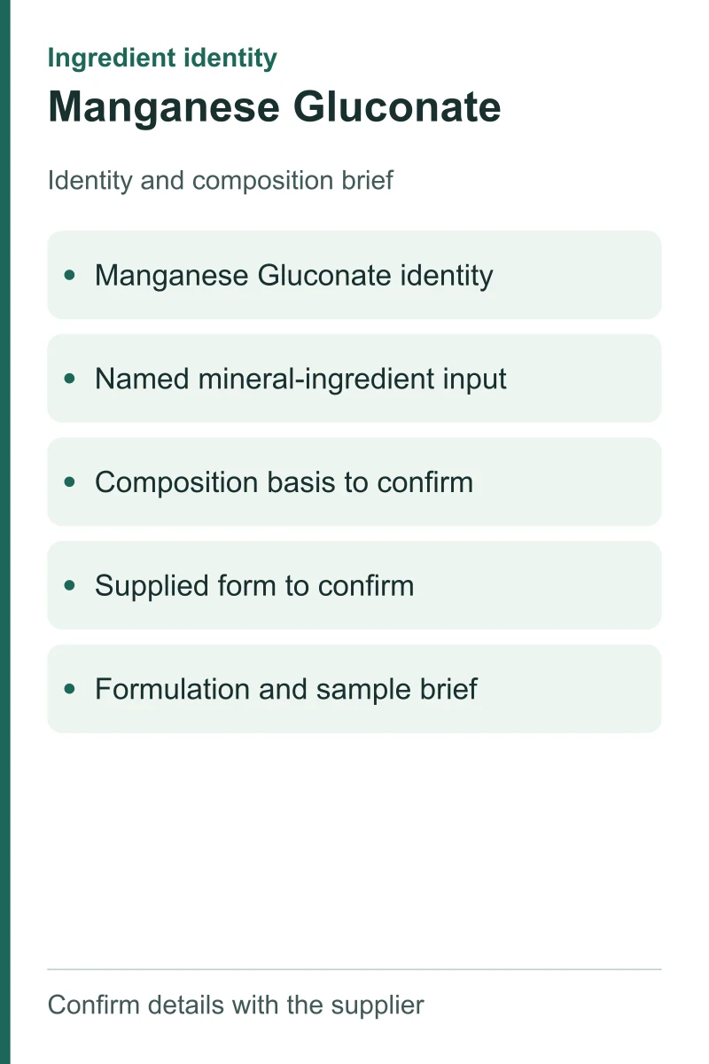 Manganese Gluconate — ingredient inputs