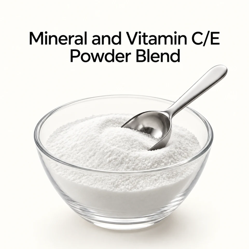 Mineral and Vitamin C/E Powder Blend ingredient sourcing visual