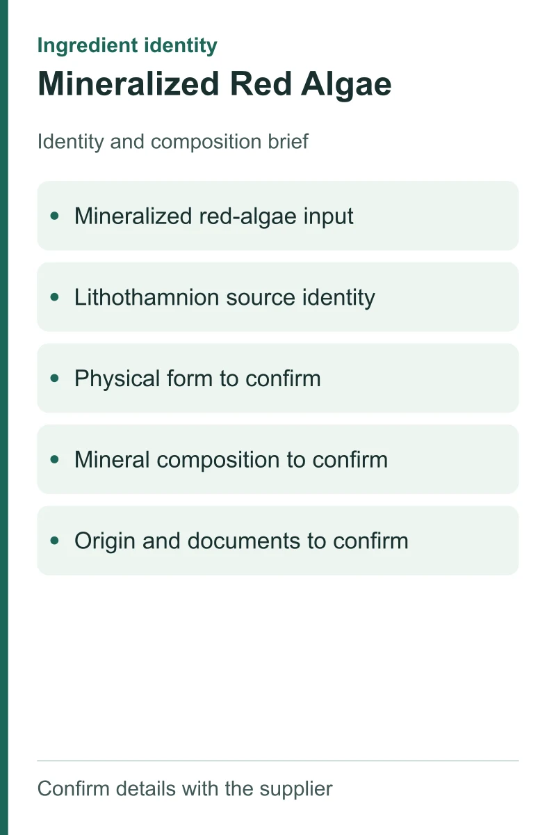 Mineralized Red Algae — ingredient inputs