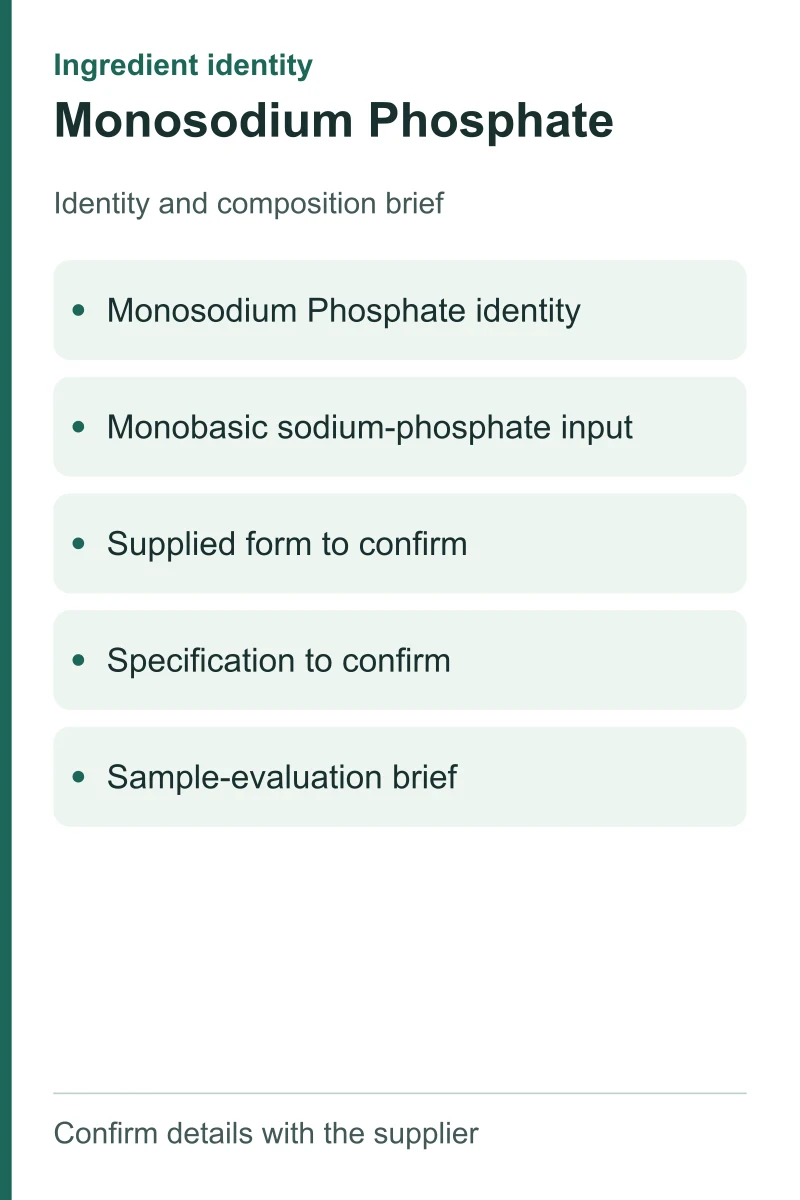 Monosodium Phosphate — ingredient inputs
