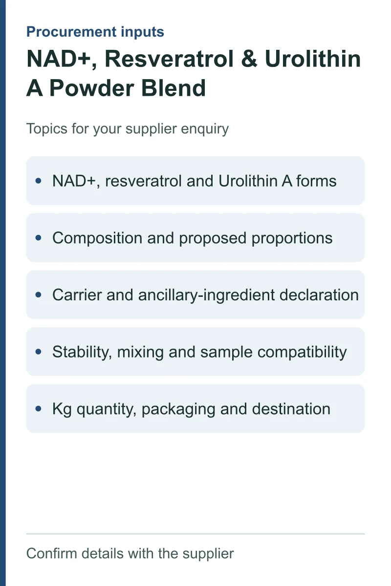NAD+, Resveratrol & Urolithin A Powder Blend — procurement topics