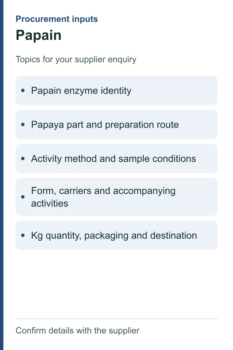 Papain — procurement topics