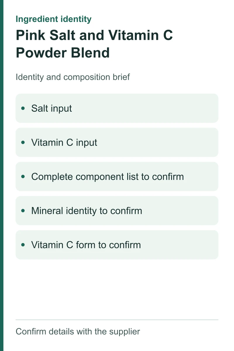 Pink Salt and Vitamin C Powder Blend — ingredient inputs