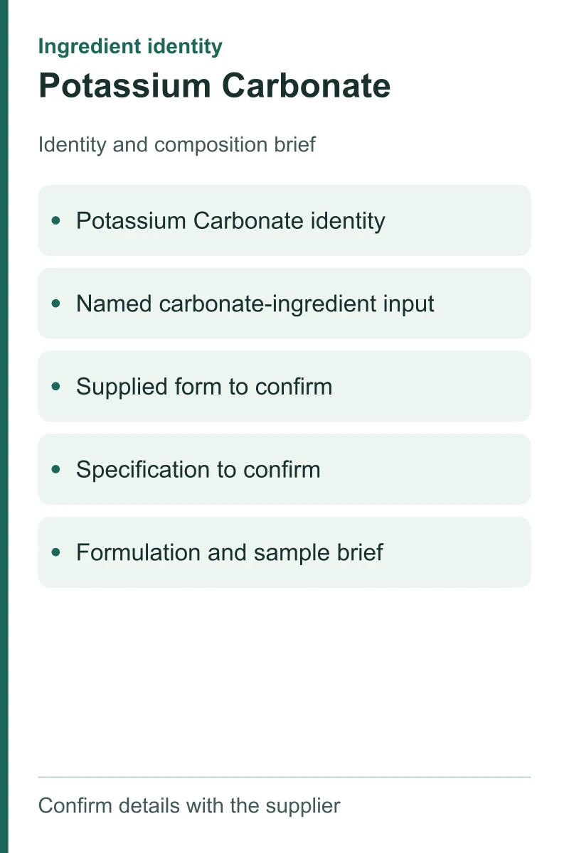 Potassium Carbonate — ingredient inputs